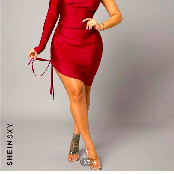SHEIN Dresses & Skirts - ‼️NEW SHEIN ONE SHOULDER AND ONE DRAW STRING SIDE H BODYCON DRESS